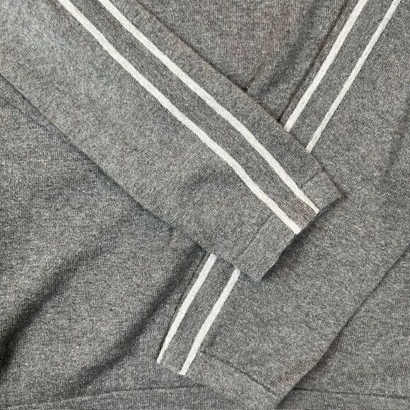 Sebastian Cooper 1/4 Zip Men's Sweater Charcoal With Arm Stripes Size Large - Picture 2 of 10